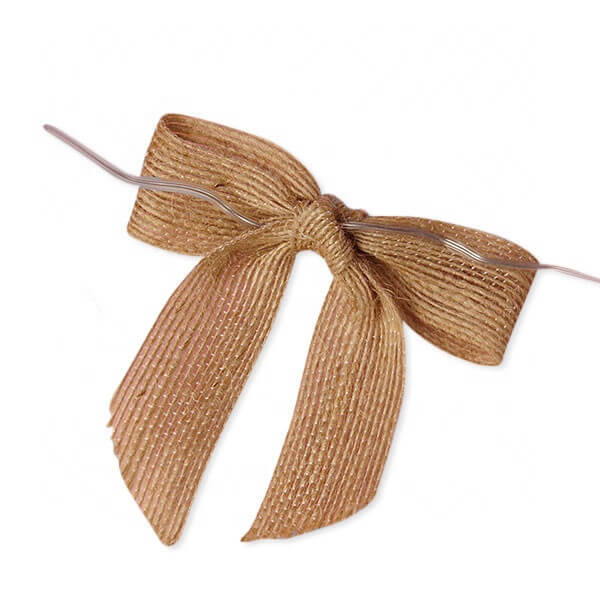 MingRibbon Custom Made Pre-Tied Gift Jute Bows Wholesale MingRibbon Custom Made Pre-Tied Gift Jute Bows Wholesale