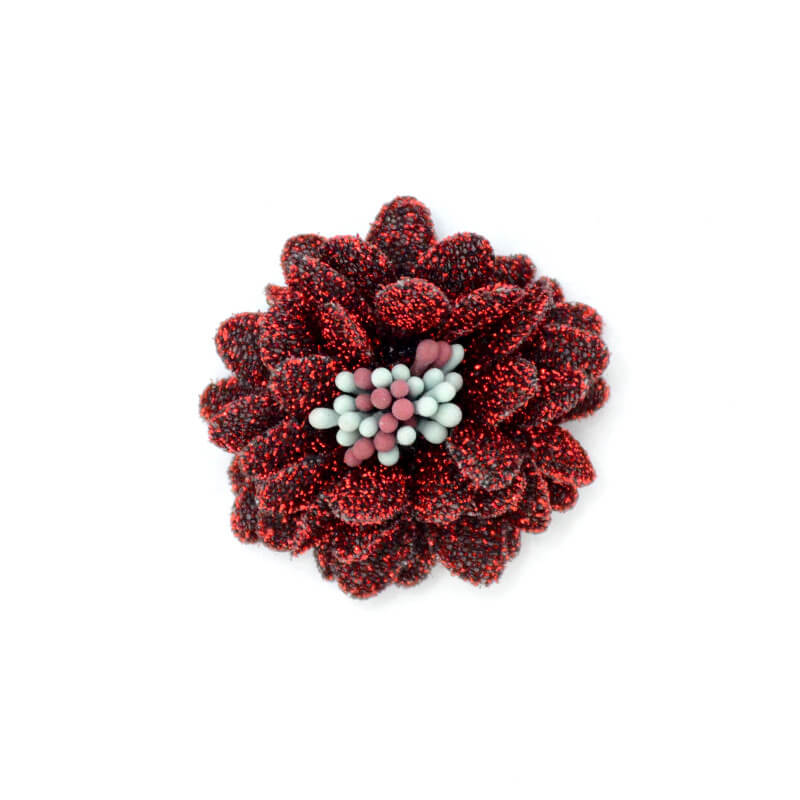 handmade 4cm glitter fabric flower (10)