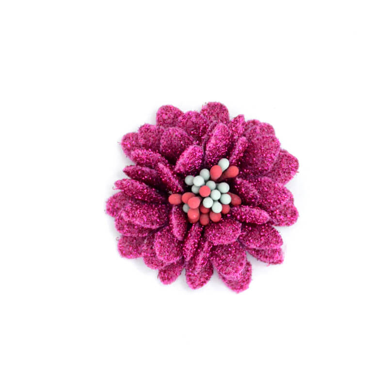handmade 4cm glitter fabric flower (11)