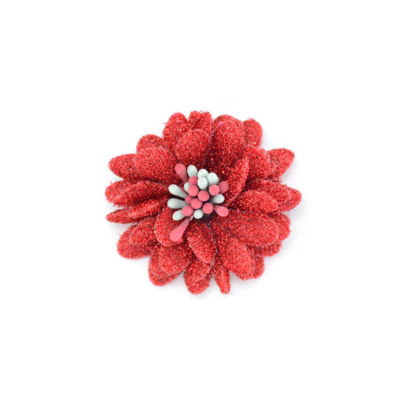 handmade 4cm glitter fabric flower (13)