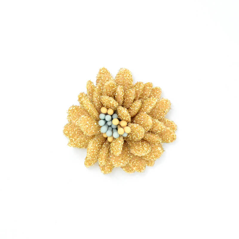 handmade 4cm glitter fabric flower (17)