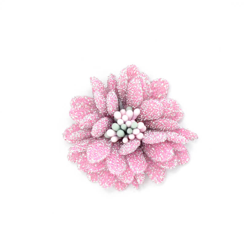 handmade 4cm glitter fabric flower (2)