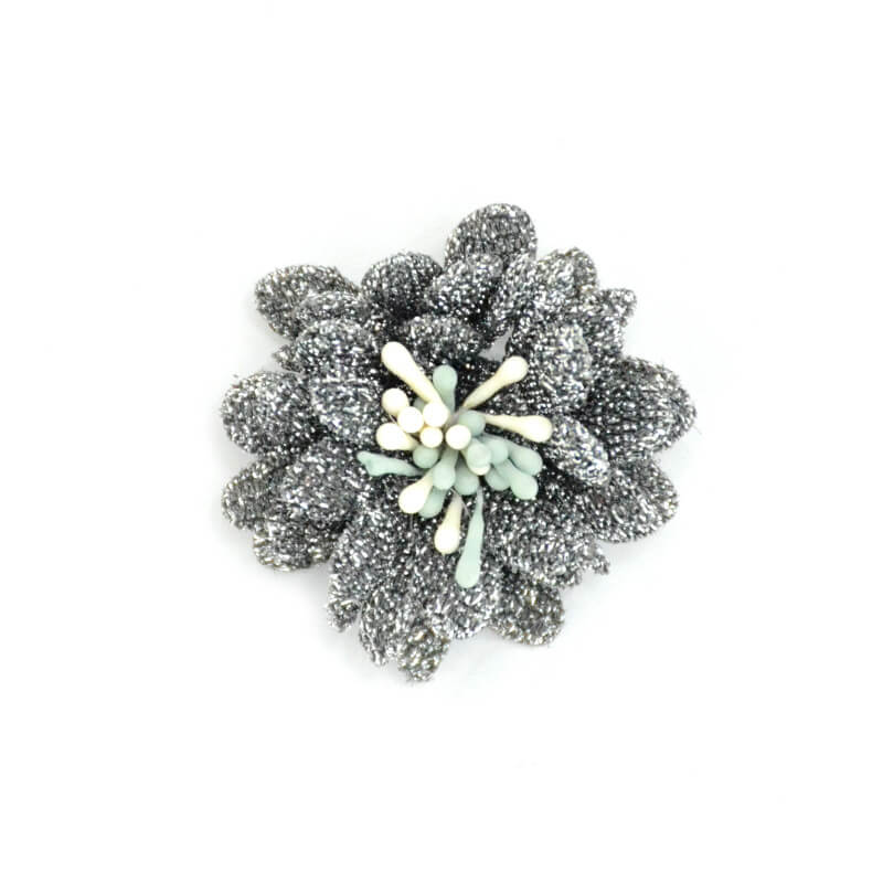 handmade 4cm glitter fabric flower (8)