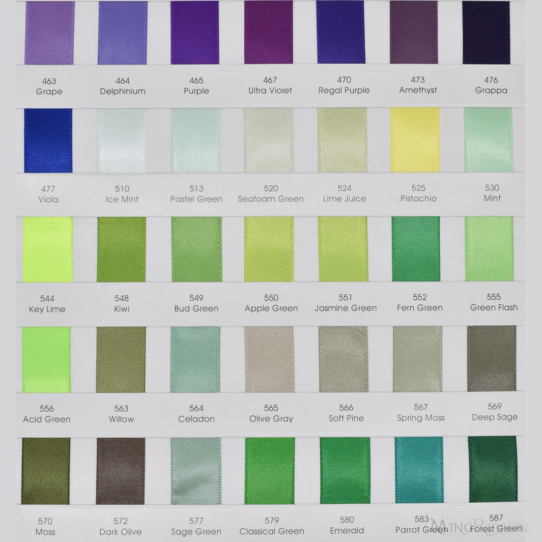 MingRibbon satin ribbon color chart