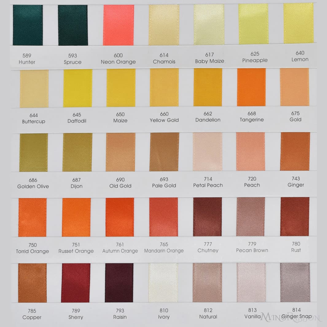 MingRibbon satin ribbon color chart