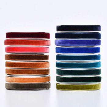 49-colors 6mm to 50mm wide single faced velvet ribbon roll