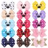 4 inches wide mickey mouse pink polka-dot hair bow with clip