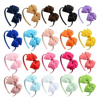 Boutique solid color 4 inches wide grosgrain ribbon bows hairband for baby girl