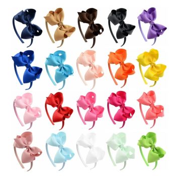 Boutique solid color 4 inches wide grosgrain ribbon bow hairband for girl