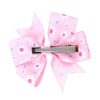 3.2 inches wide flower printed grosgrain ribbon hair bow with clip for girls