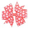 3.2 inches wide flower printed grosgrain ribbon hair bow with clip for girls