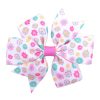 3.2 inches wide flower printed grosgrain ribbon hair bow with clip for girls