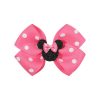 4 inches wide mickey mouse pink polka-dot hair bow with clip